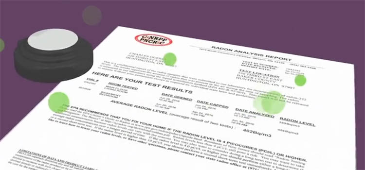 Radon test results report