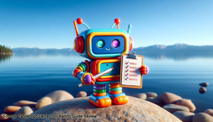 Cute Robot and Radon Test Checklist at Lake Tahoe